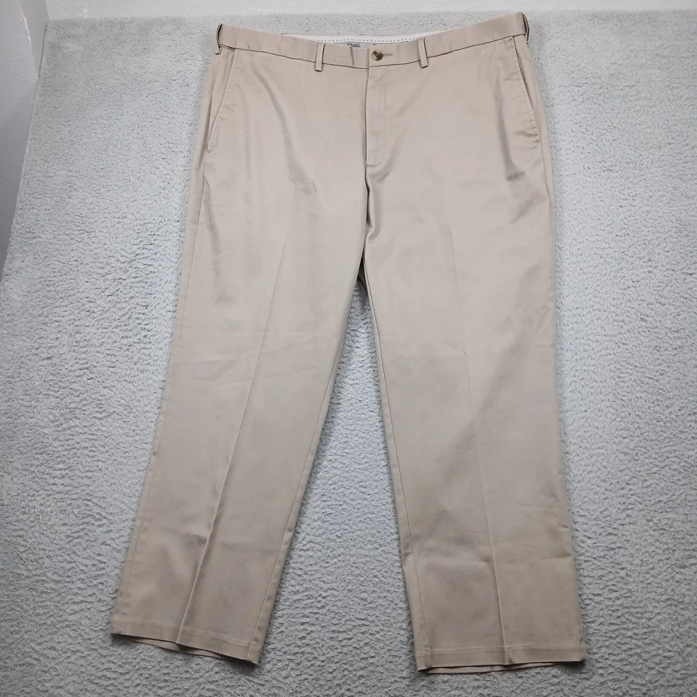 Haggar Chino Pants Mens 44x30‎ Khaki Tan Stretch Casual Dress
